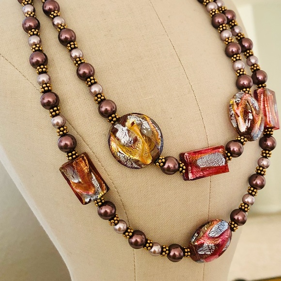 Vintage Beautiful Art Glass 925 NECKLACE - Picture 12 of 17